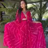 Peaceful Rani Color Fox Georgette Embroidery Lace Work Gown