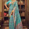 Perfect Blue Color Kashmiri Running Thread Zari Work Saree