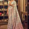 Perfect Cream Color Kashmiri Running Thread Zari Work Saree