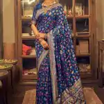 Perfect Royal Blue Color Kashmiri Running Thread Zari Saree