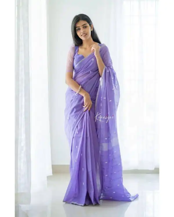 Perfect Violet Color Soft Lilian Slab Jacquard All Over Saree