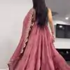 Pretty Peach Color Chinon Embroidery Sequence Anarkali Suit