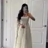 Pretty White Color Chinon Silk Embroidery Sequence Anarkali Suit