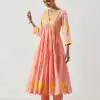 Special Peach Maslin Cotton Thread Embroidery Anarkali Suit