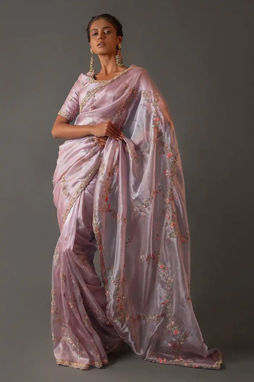 Special Purple Soft Jimmy Choo Embroidery Sequence Saree