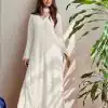 White Georgette Thread Embroidery Salwar Suit