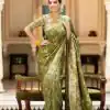 Splendorous Green Color Soft Lichi Silk Jacquard  All Over Saree