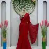 Stunning Red Color Faux Georgette Thread With Sequence Saree