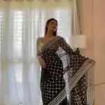 Sublime Black Color Organza Embroidery Thread Work Saree