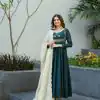 Sublime Blue Color Fhantom Silk Thread Work Salwar Suit