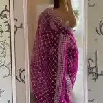 Sublime Purple Color Organza Embroidery Thread Saree