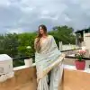 Sublime White Color Georgette Embroidery Sequence Saree