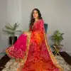 Superb Pink Color Chiffon Material Double Shaded Work Saree