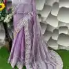 Aglow Purple Color Jimi Choo Silk Beautiful Embroidery Saree