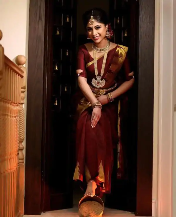 Elegant Maroon Color Soft Lichi Silk Jacquard All Over Saree