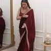 Elegant Maroon Color Tabby Silk Thread Sequence Work Saree