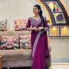 Glamorous Purple Color Georgette Embroidery Sequence Saree