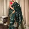 Graceful Green Banarasi Soft Silk Extra Ordinary Design Saree