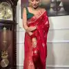 Graceful Red Banarasi Soft Silk Extra Ordinary Design Saree