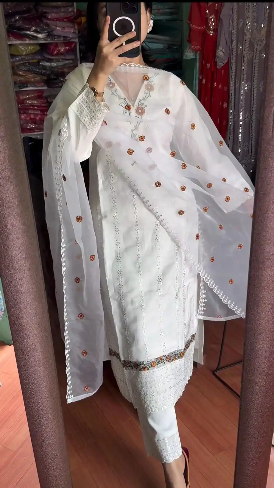 Grand White Color Georgette Embroidery Sequence Salwar Suit - Image 3