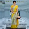 Grand White & Yellow Soft Lichi Silk Cloth Jacquard All Over Saree