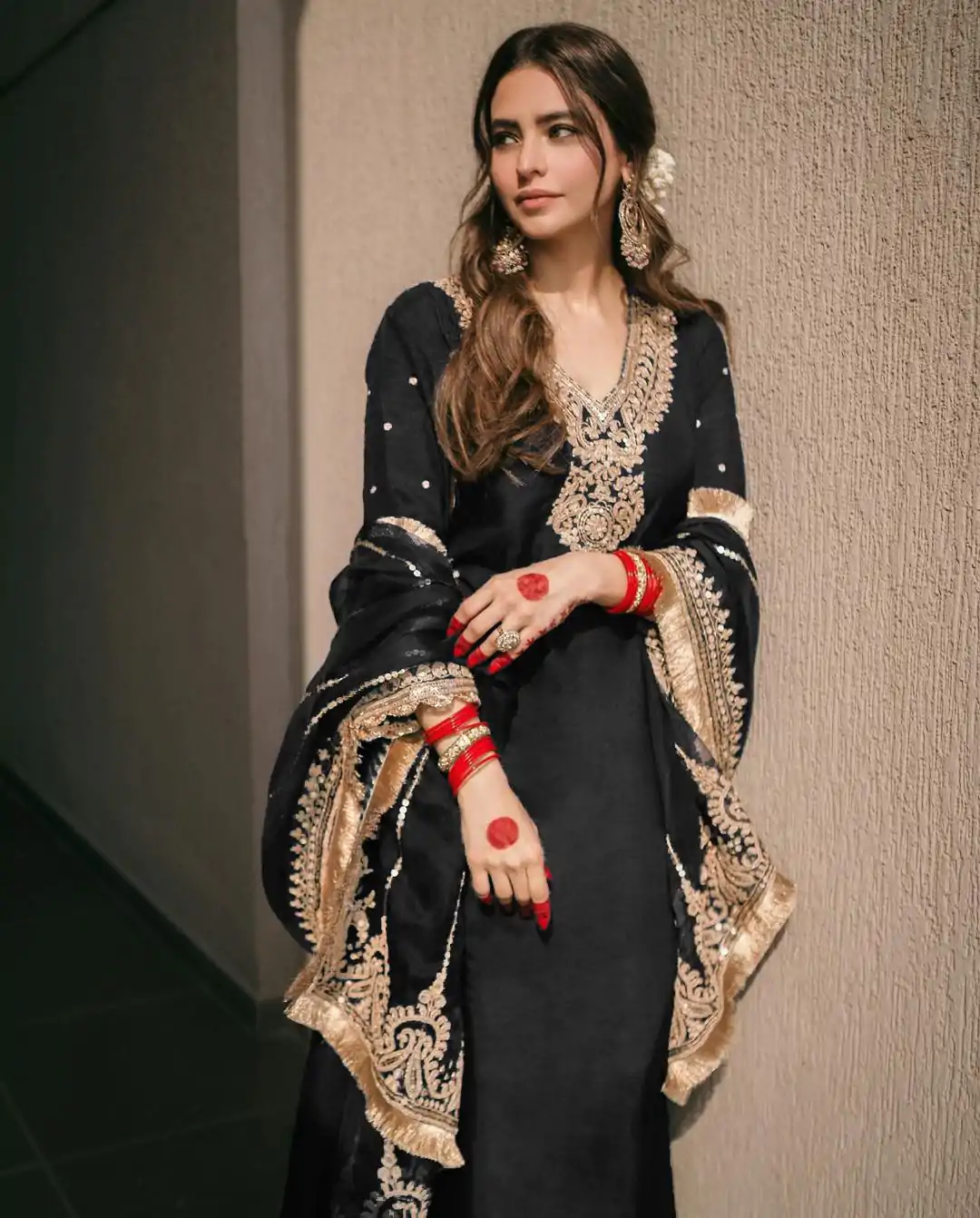 Majestic Black Color Chinnon Silk Embroidery Work Salwar Suit - Image 2