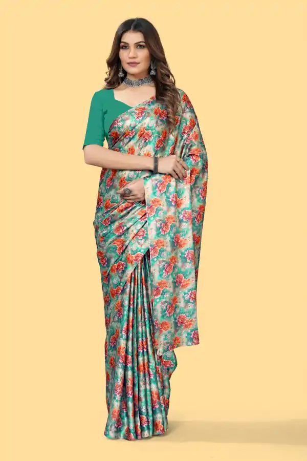 Nice Green Color Devsena Soft Silk Digital Printed Work Saree