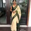 Peaceful Cream Color Soft Lichi Silk Jacquard All Over Saree