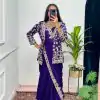 Pretty Royal Blue Color Chinon Embroidery Work Koti And Saree