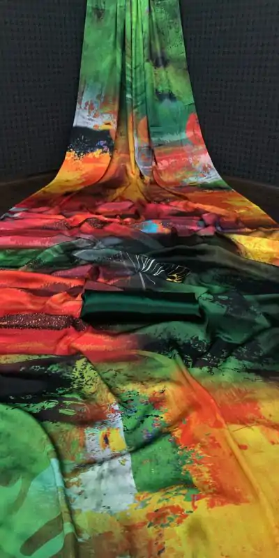 Adorable Rainbow Color Devsena Soft Silk Digital Printed Saree