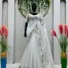 Classic White Color Organza Silk Thread Sequence Work Saree