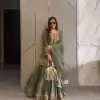 Nice Green Color Chinnon Silk Embroidery Sequence Salwar Suit