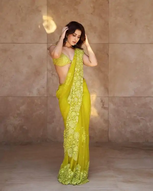 Raashi Khanna Mastered Color Tabby Silk Thread Sequence Saree