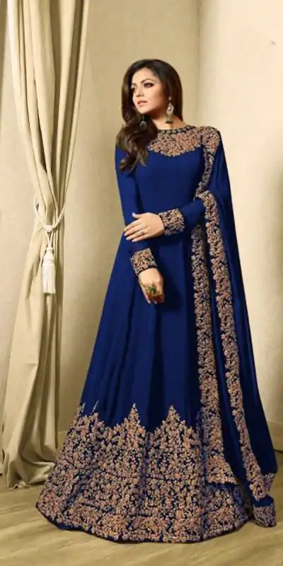 Superb Royal Blue Color Georgette Cording Sharara Suit