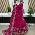 Graceful Red Color Georgette Embroidery Sequence Work Gown