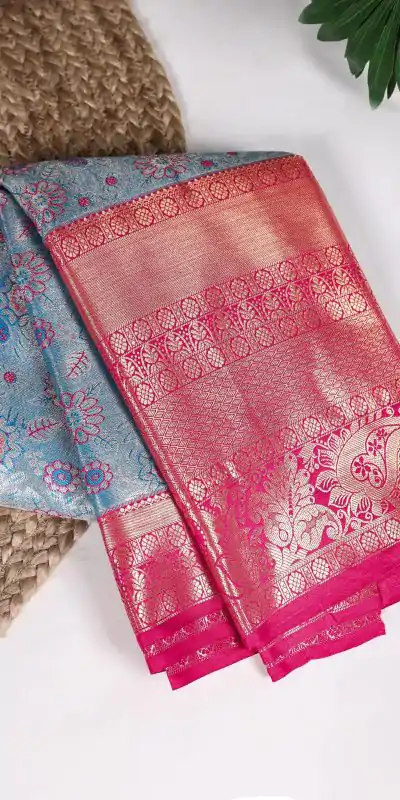 Nice Sky Blue Color Jacquard Silk Zari Weaving Work Saree