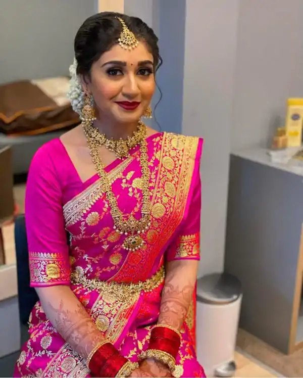 Pretty Pink Color Soft Lichi Silk Jacquard All Over Saree