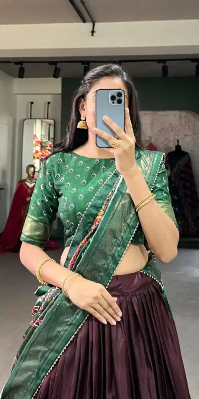 LNB 1623 Brown Color Fabulous Dola Silk Patola Print And Foil Work Lehenga Choli Wedding, Festive, Events Expected Delivery 4-6 Working Days@2199/- Only | Lehenga, Bollywood Lehenga, Creative Lehenga, Designer Lehenga, Embroidered Lehenga, Party Wear Lehenga