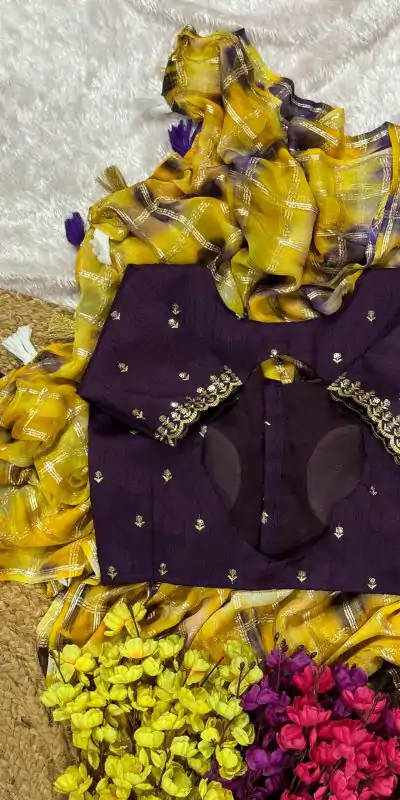 Classic Yellow Color Viscose Georgette Shibori Hand Dyeing Jari Work  Saree