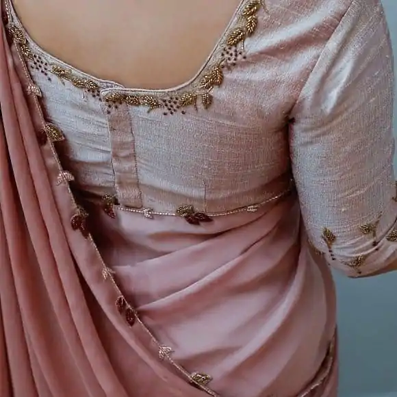 Perfects Pink Color Rangoli Silk Handwork And Cutwork With Pearl Saree - Image 3