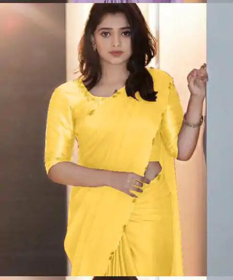 Perfects Yellow Color Rangoli Silk Handwork And Cutwork With Pearl Saree