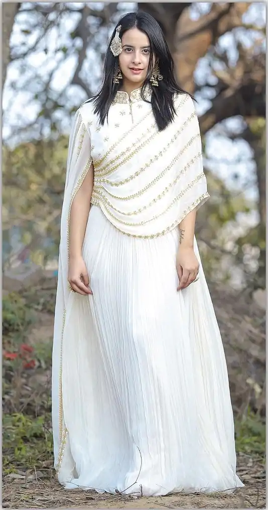 Exotic White Color Georgette Threadbare With Sequin Work Anarkali Gown