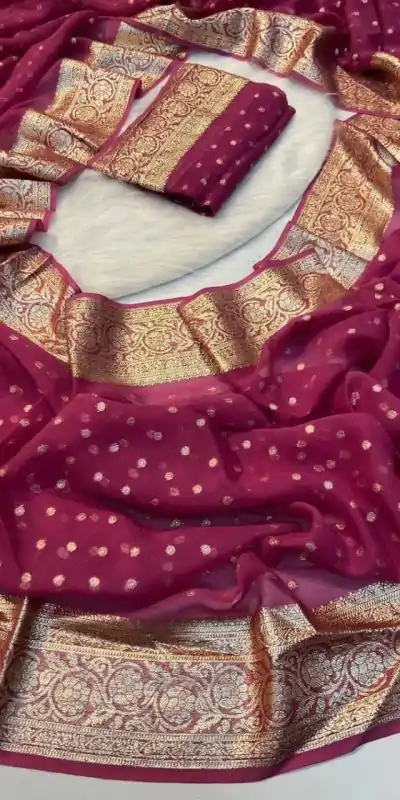 Amazing Maroon Color Viscose Georgette With Running Blouse Saree