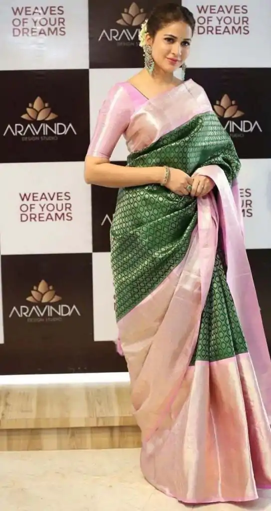 Graceful Green Color Soft Litchi Silk Jacquard Work On All Over Saree