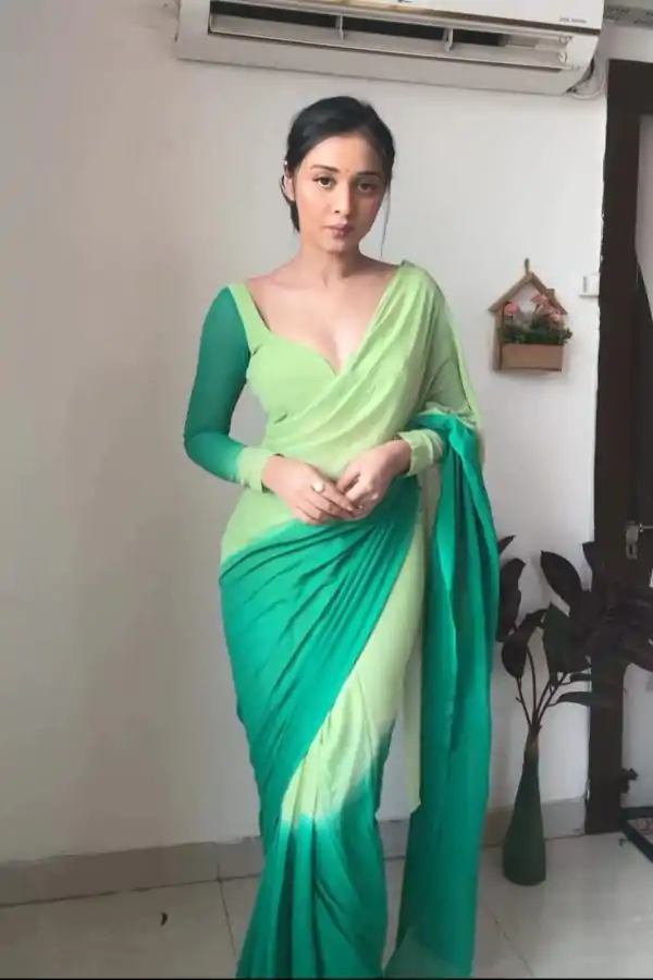 Superb Pista And Green Color Georgette Silk Multi Combination All over The Saree