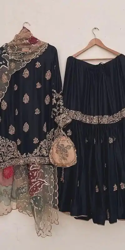 LG 1887 Black Color Chinnon Sequences Embroidery Work Salwar Suit Casual, Wedding, Party, Festive, Events Etc.4-6 Working Days@ 2399/-only | Casual Suits, Jump Suits, Salwar suit, Creative suits, Designer Suits, Palazzo Suits, Party Wear Suits, Patiala Suits, Straight Suits