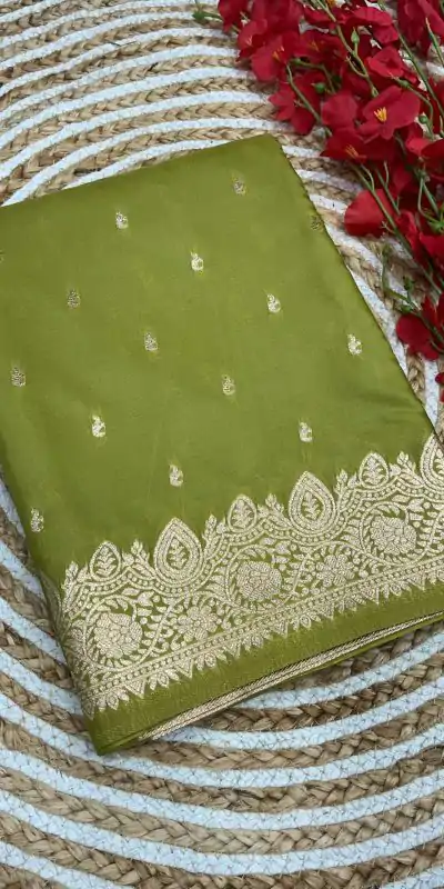 Fantastic Pista Color Banarasi Silk Zari Weaving Rich Pallu Saree