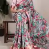 Glowing Multi Color Tushar Silk With Viscose Border Printed Saree