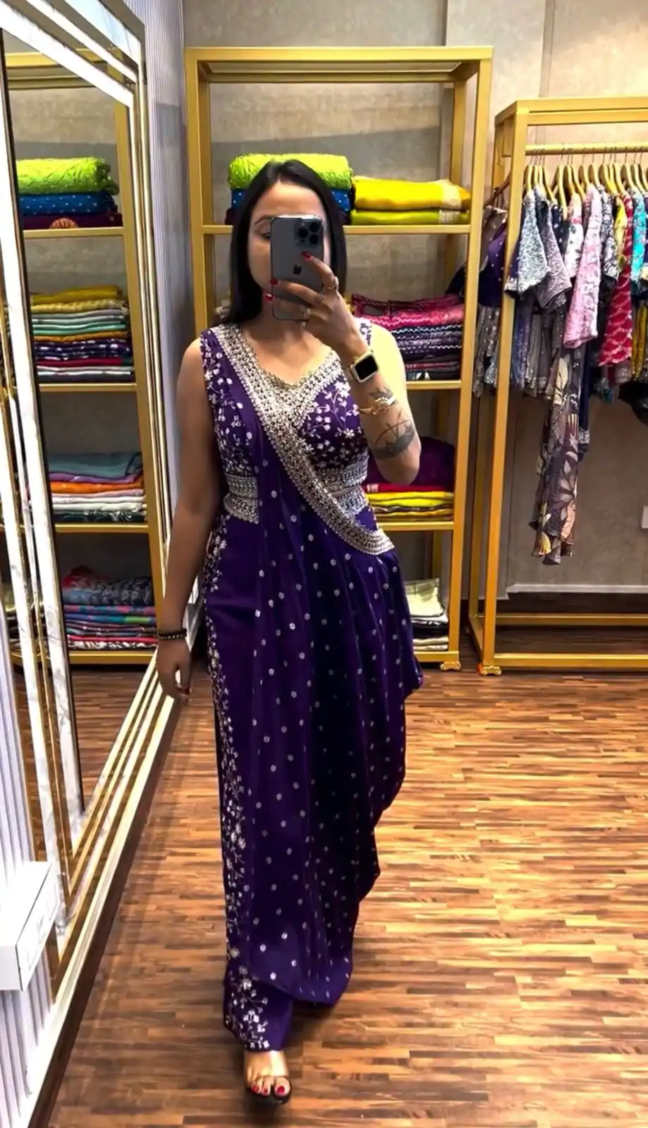 Lovely Purple Color Chinon Embroidery Work Salwar Suit - Image 2