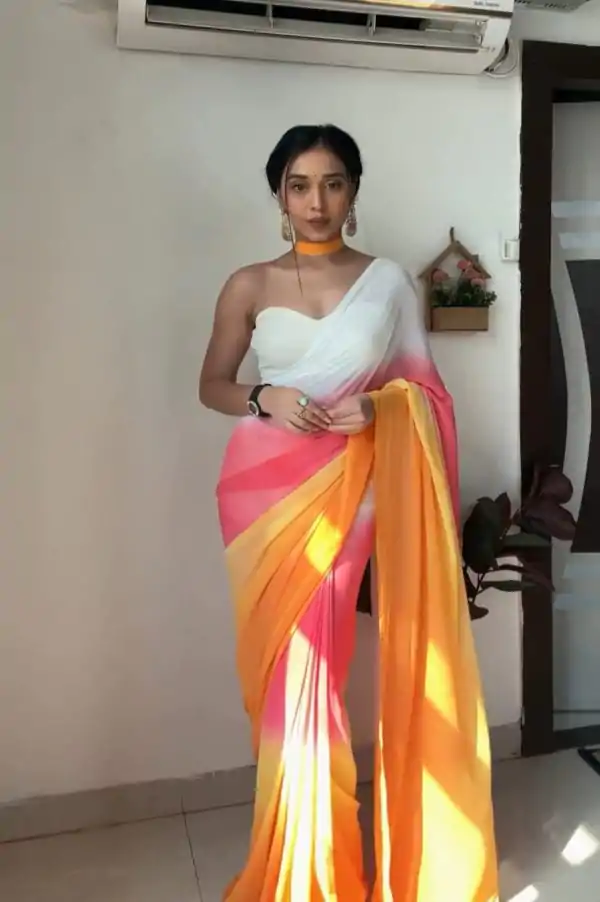 Perfect Multi Color Soft Georgette Silk Ready To Wear Saree
